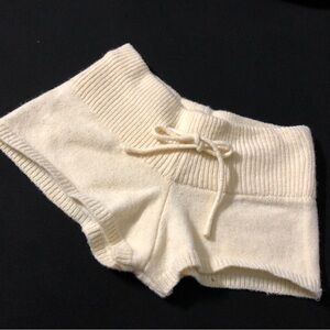 Elegant Cream High Waist Women's Knit Shorts